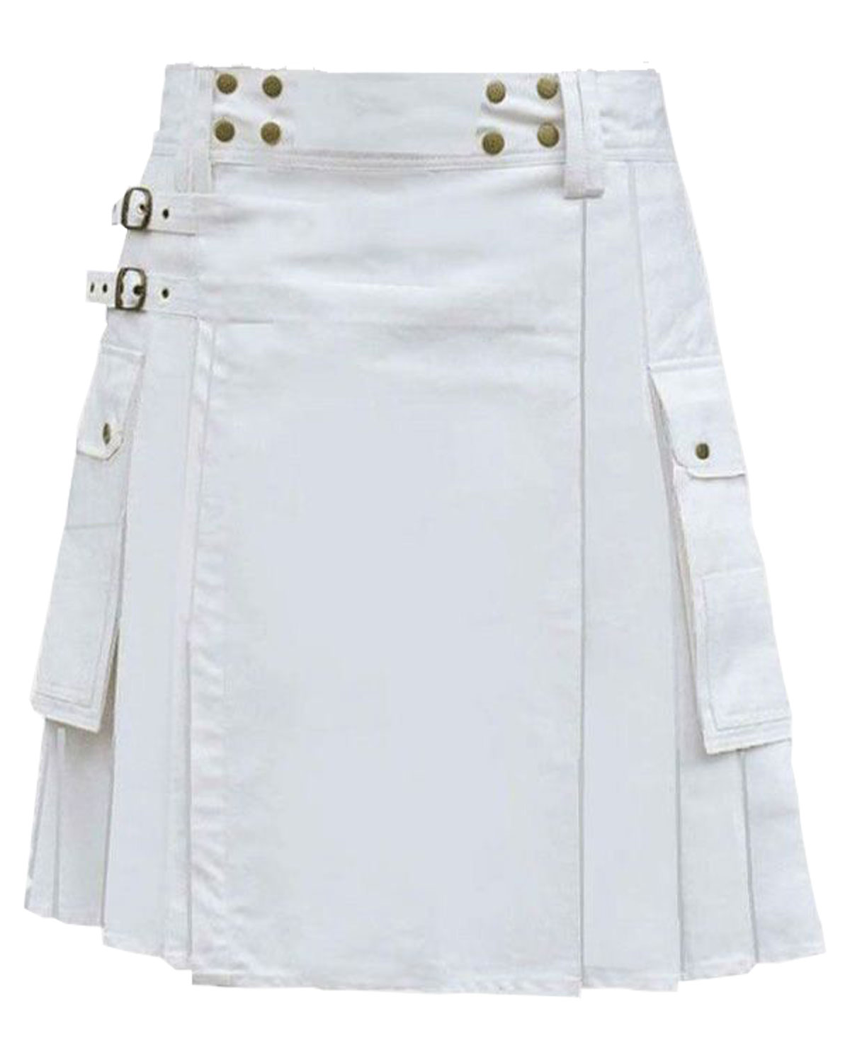 White-Pouch-Workwear-Kilt2 White Pouch Utility Kilt: A stylish and practical kilt designed in crisp white, featuring a convenient pouch for storing essentials.