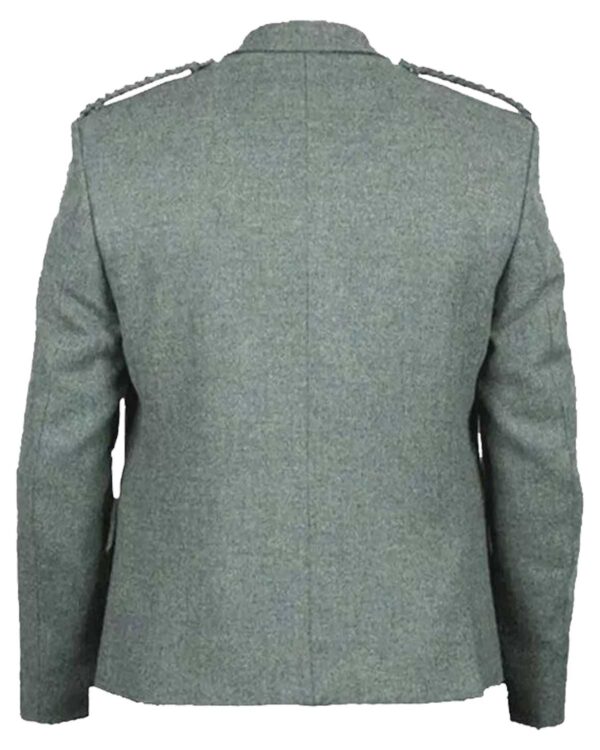 Men's Lovat Green Argyll Tweed Kilt Jacket and Vest ensemble.