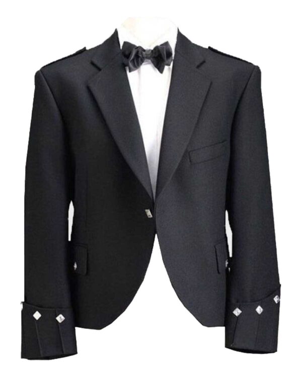 A black argyle-patterned jacket, featuring a stylish design with diamond-shaped motifs in varying shades of black. The jacket has a modern and sophisticated look, perfect for adding a touch of elegance to any outfit.