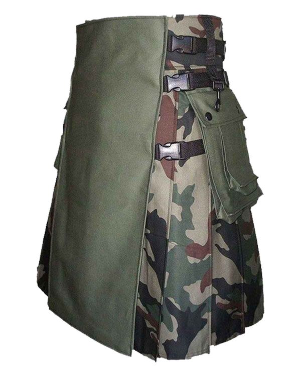 A stylish camouflage-patterned kilt designed for the fashion-forward.