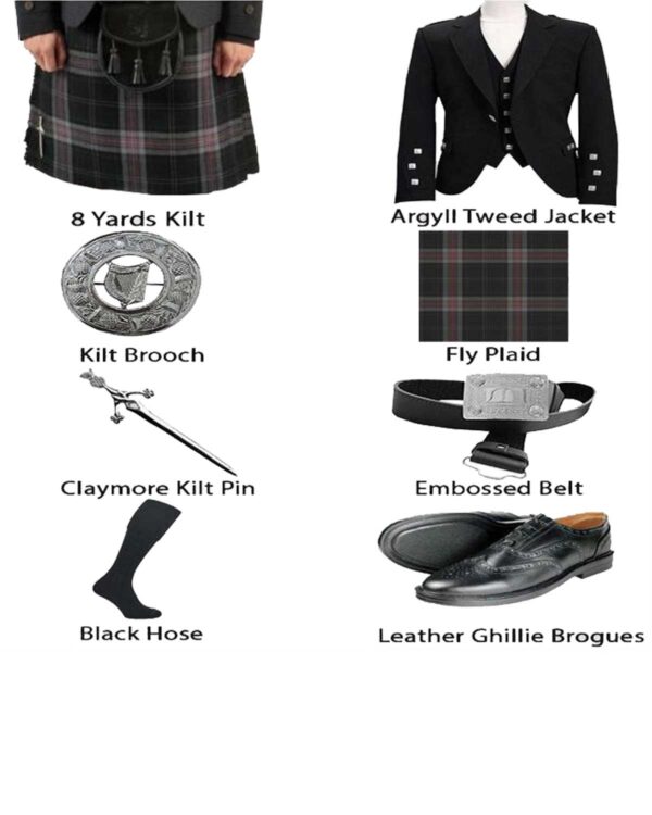 A stylish charcoal tweed Argyll outfit, perfect for the Dark Lochnagar adventure.