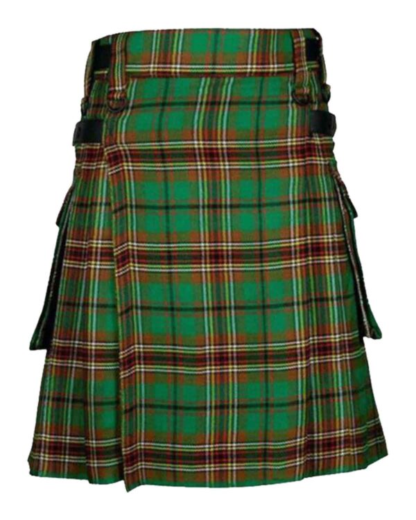 Tara Murphy Tartan Utility Kilt for Men - A stylish and versatile kilt in traditional tartan pattern, designed for men. Features multiple utility pockets for practicality and adjustable straps for a comfortable fit.