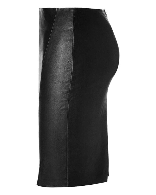 Stylish leather mini skirt for women featuring practical pockets.