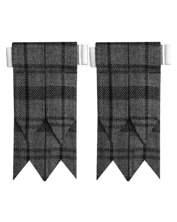 Hamilton Grey Tartan Flashes: Classic Scottish plaid fabric in grey tones, elegantly styled to complement Highland attire.