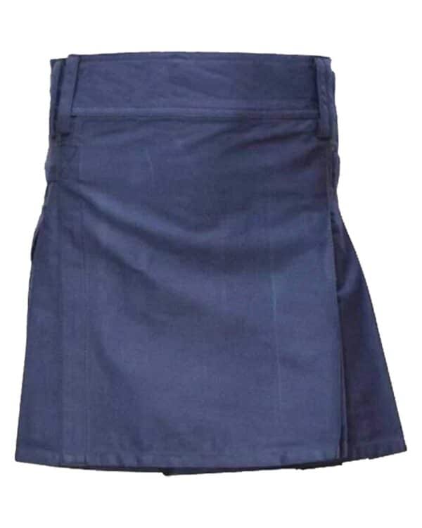 Navy-hued utility kilt designed for women.