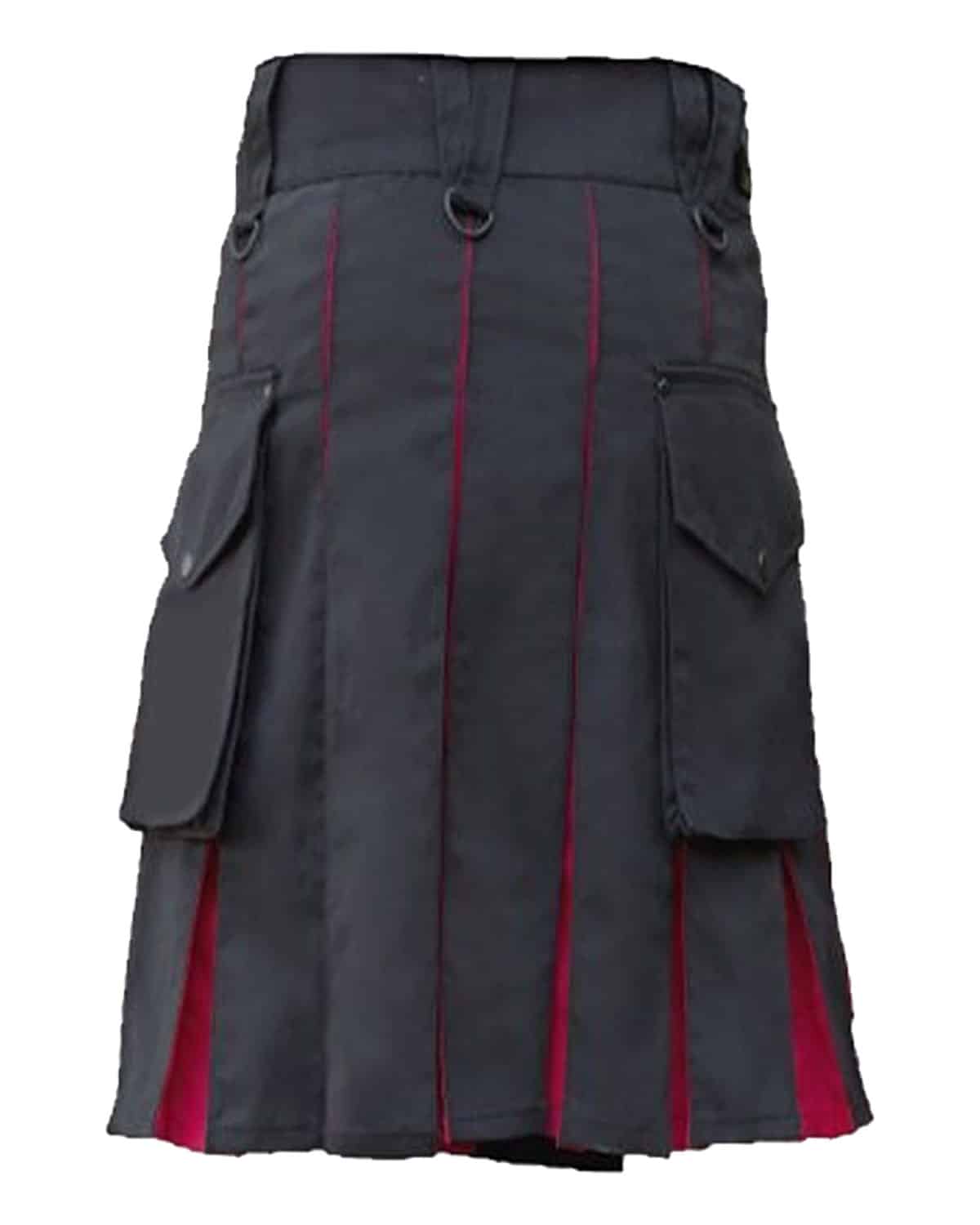 Black-And-Red-Hybrid-Kilt Black and red hybrid kilt designed for women.