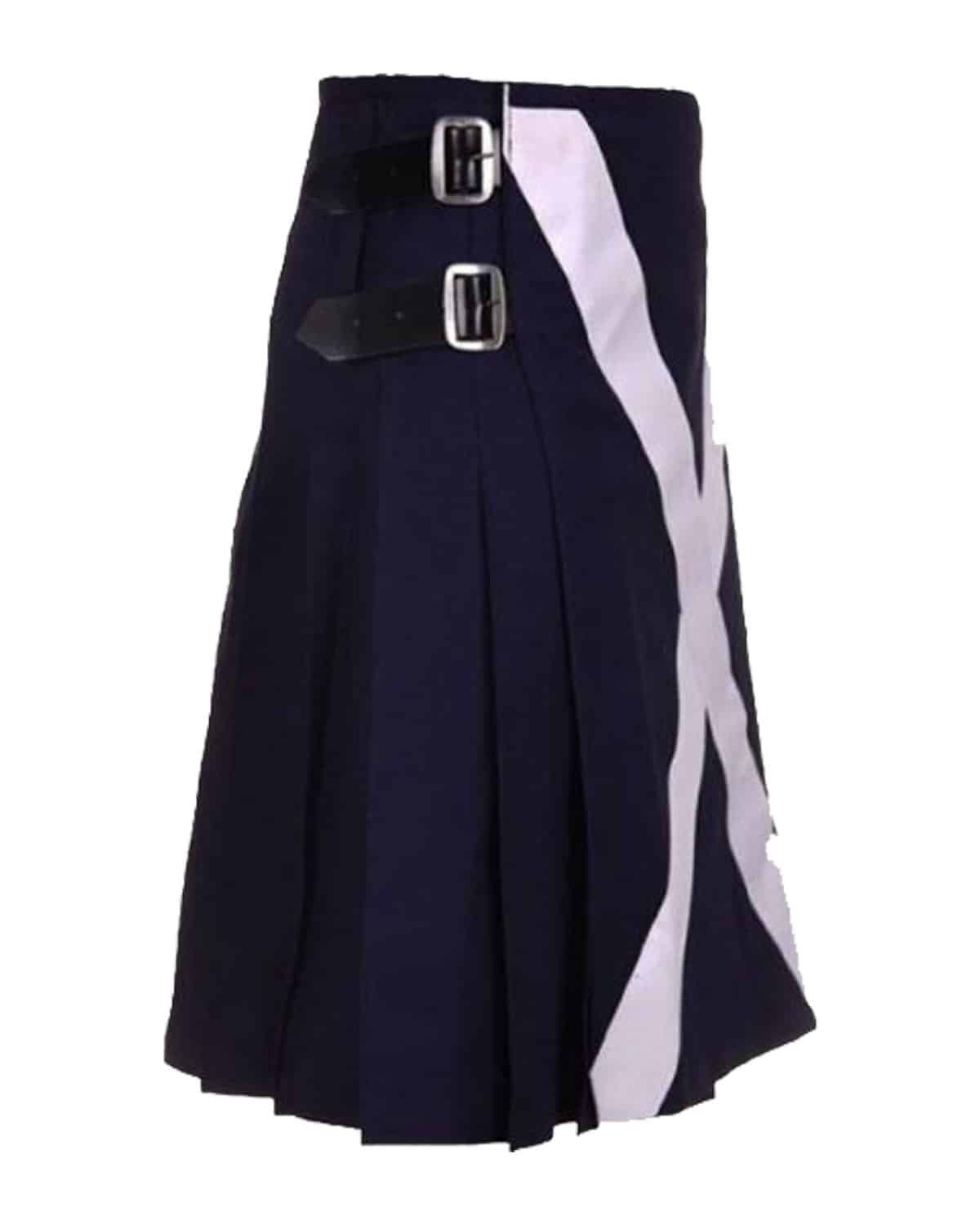 scottish-flag A traditional Scottish flag kilt worn by a man.