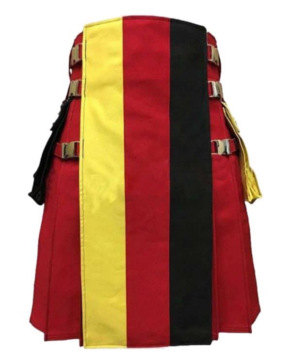 Red canvas utility kilt with a German flag accent