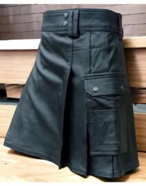 Men's Black Leather Kilt