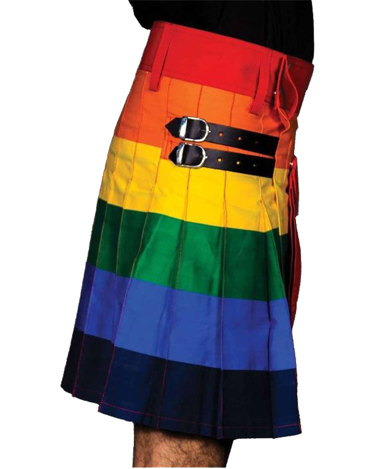 Men's Pride Rainbow Hybrid Kilt Stylish MEN'S PRIDE RAINBOW HYBRID KILT with deep pockets and rainbow detailing.